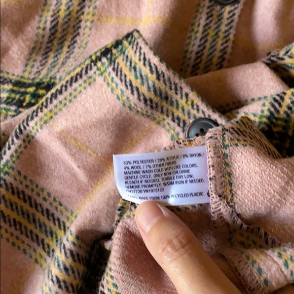 mauve plaid wool blend light flannel jacket - Picture 6 of 7